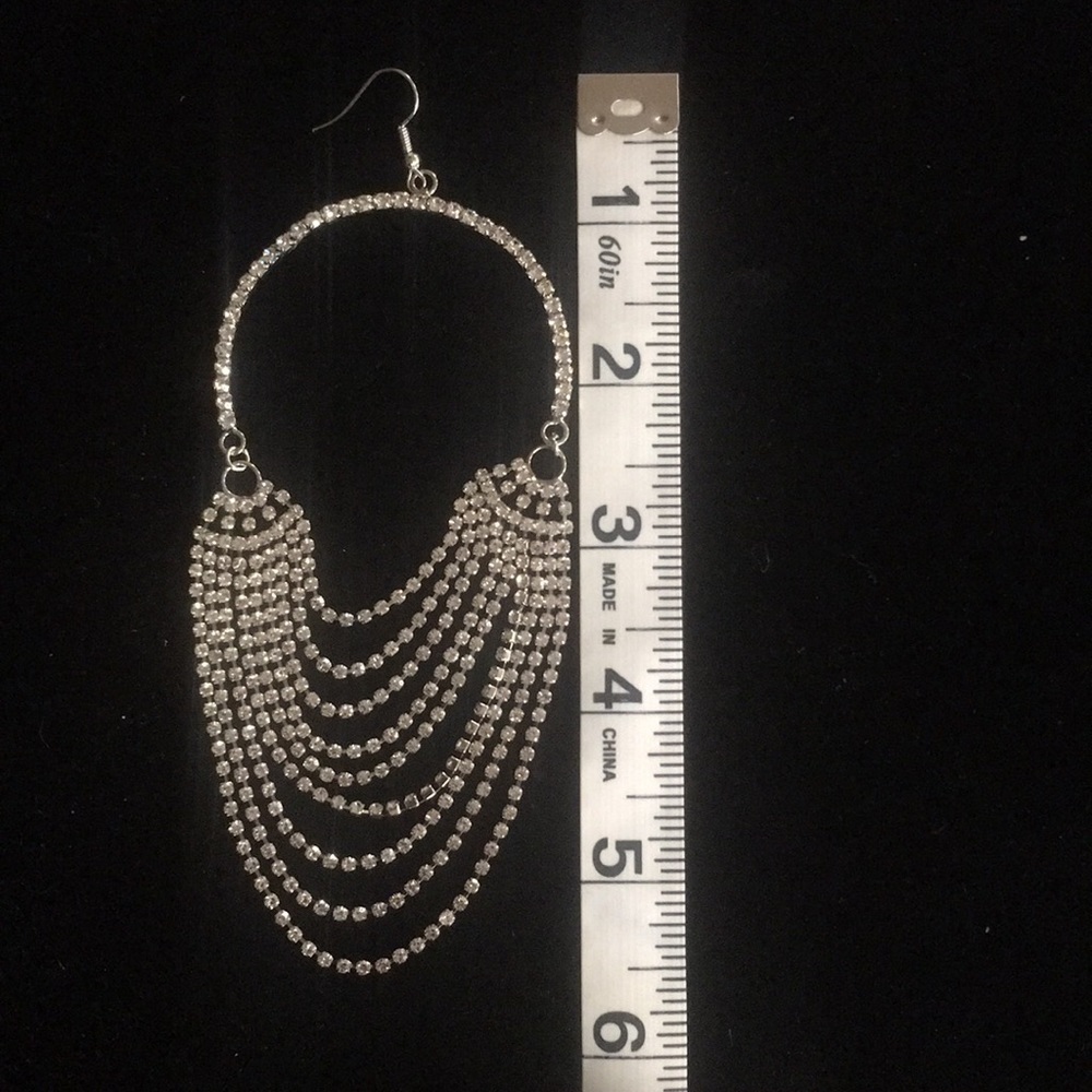 Bling Drape Rhinestone New Year’s Eve Earrings!!! - Picture 3 of 5